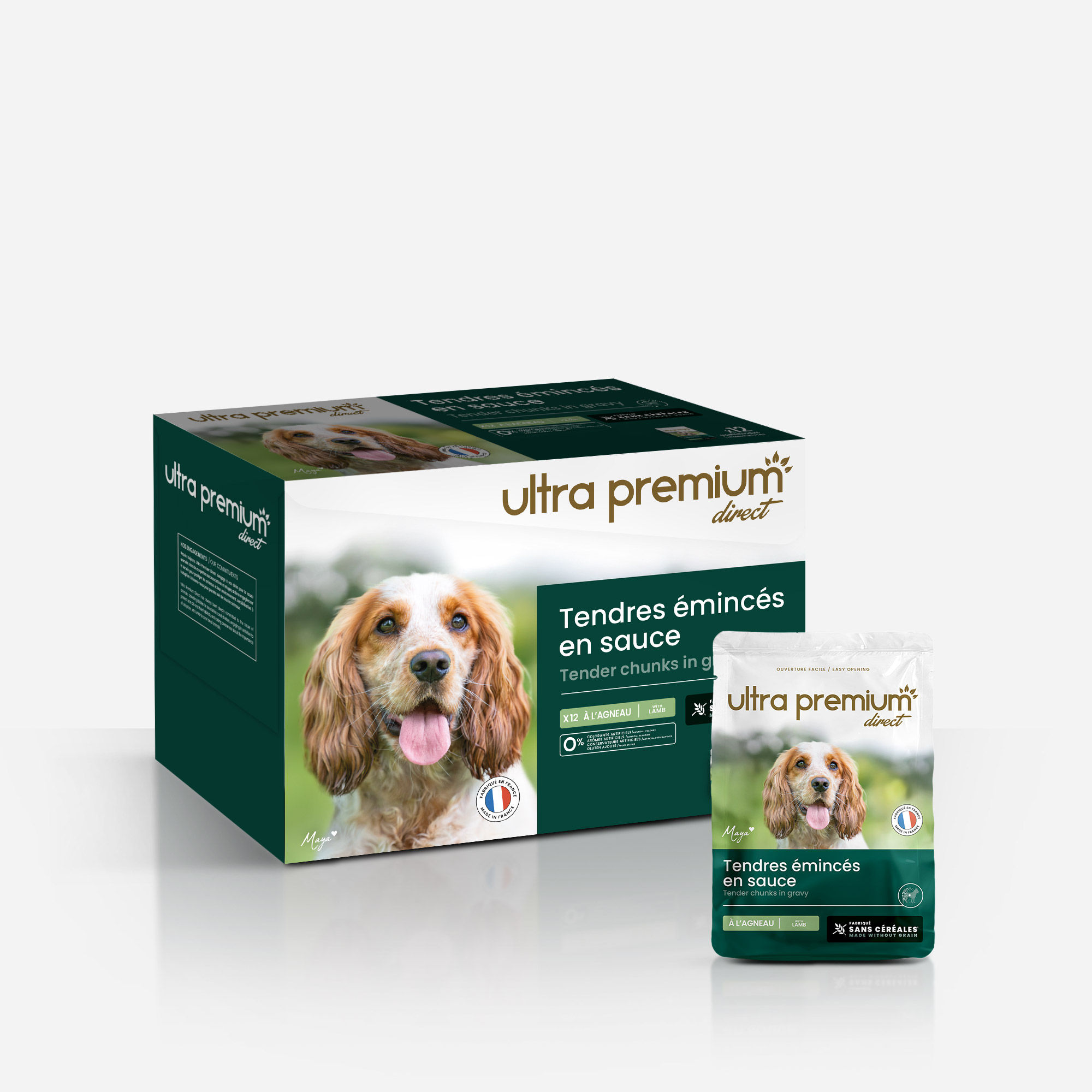 Ultra Premium Direct Emincés en sauce Chien sans céréales Agneau et haricots verts